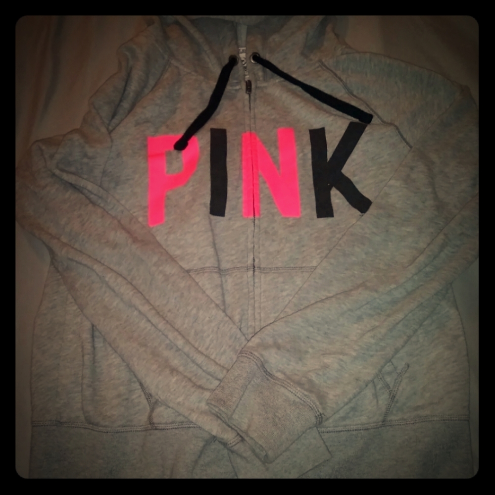 Victoria Secret PINK logo zip up hoodie